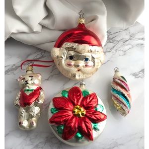 VTG Set of 4 Mercury Christmas Ornaments Santa